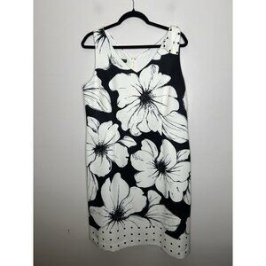 Talbots Womens Sleeveless Dress Black& White Floral Pattern Size 12 NWT